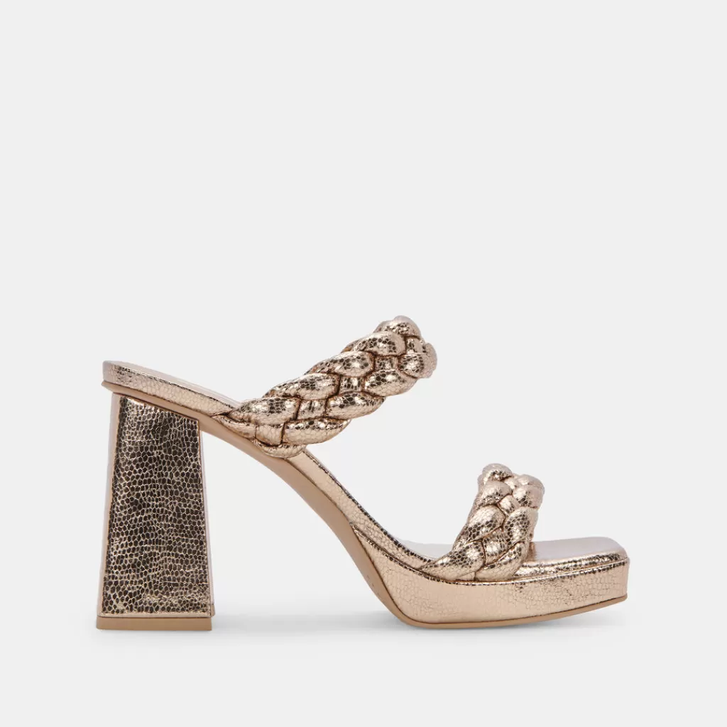 DOLCE VITA Ashby Heels Dark Gold Crackled Stella Cheap