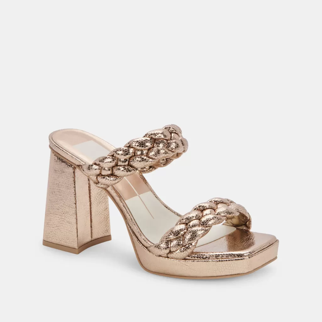 DOLCE VITA Ashby Heels Dark Gold Crackled Stella Cheap