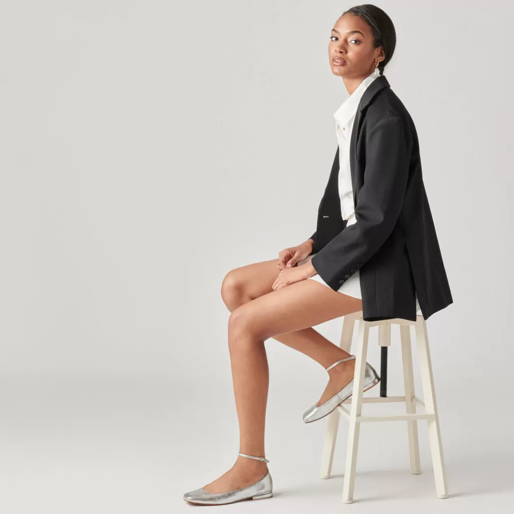 DOLCE VITA Ashya Ballet Flats Silver Distressed Leather Sale