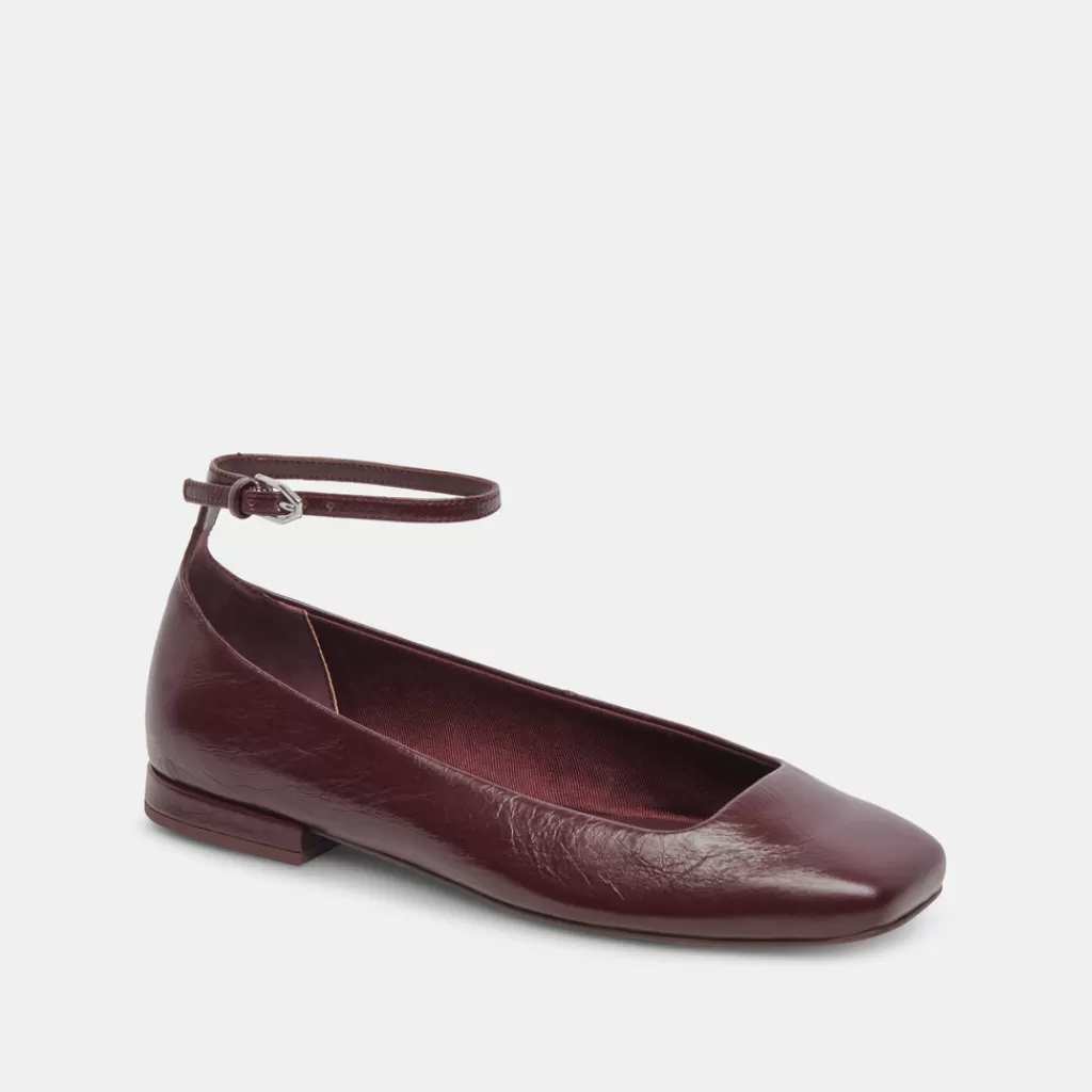 DOLCE VITA Ashya Ballet Flats Wine Crinkle Patent Best
