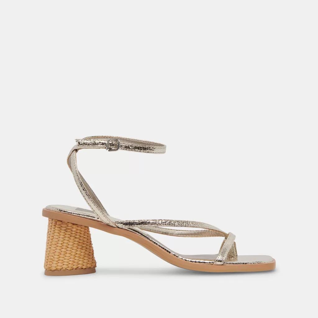 DOLCE VITA Banita Sandals Light Gold Crackled Stella Sale