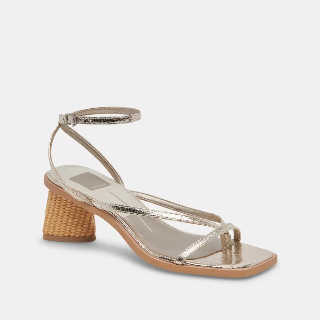 DOLCE VITA Banita Sandals Light Gold Crackled Stella Sale