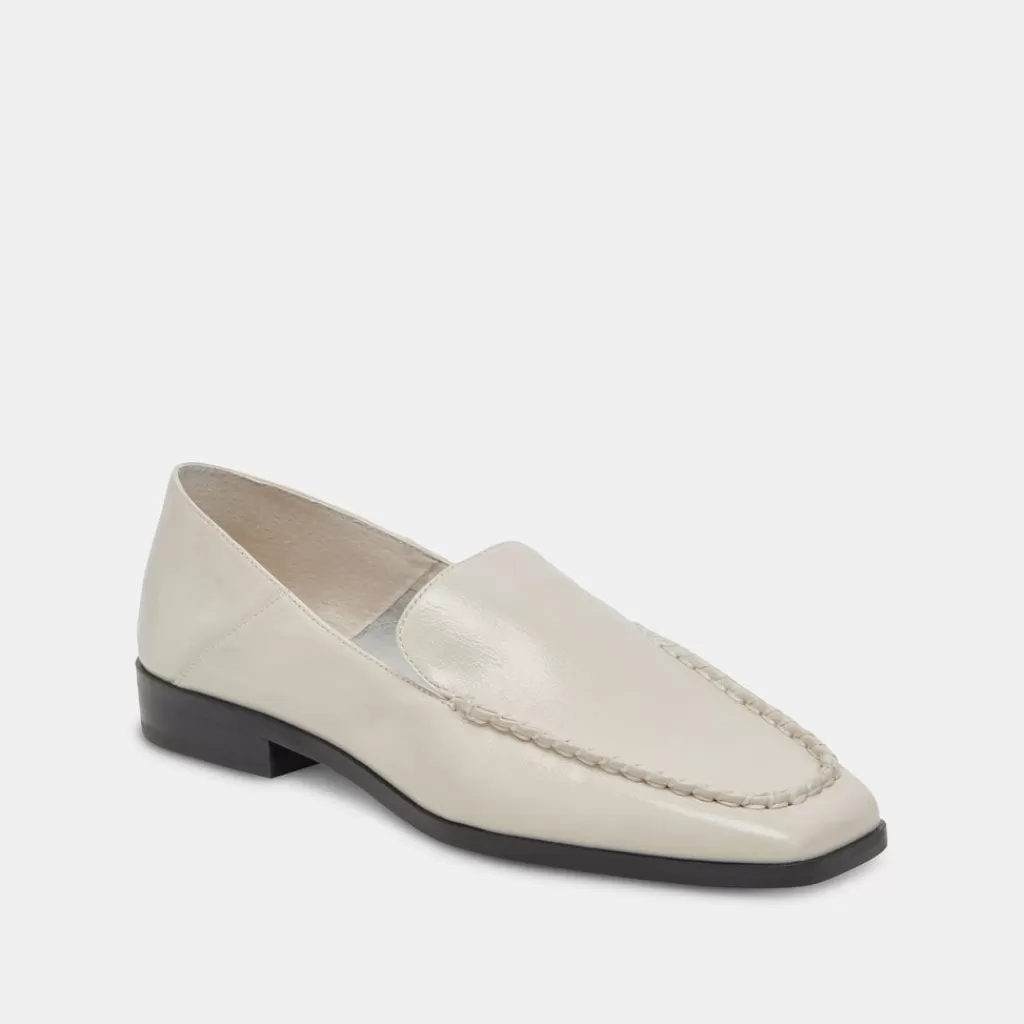 DOLCE VITA Beny Flats Ivory Crinkle Patent Sale
