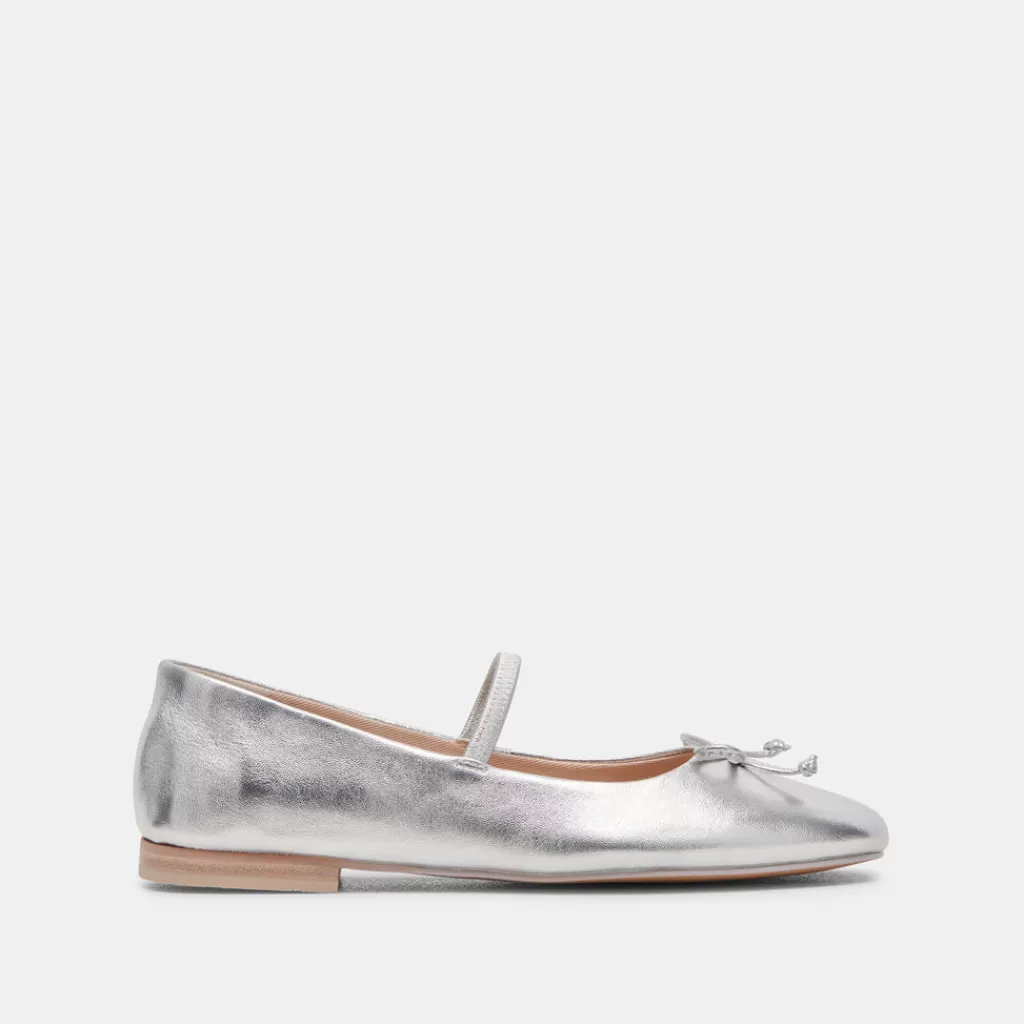 DOLCE VITA Carin Ballet Flats Silver Metallic Leather Cheap