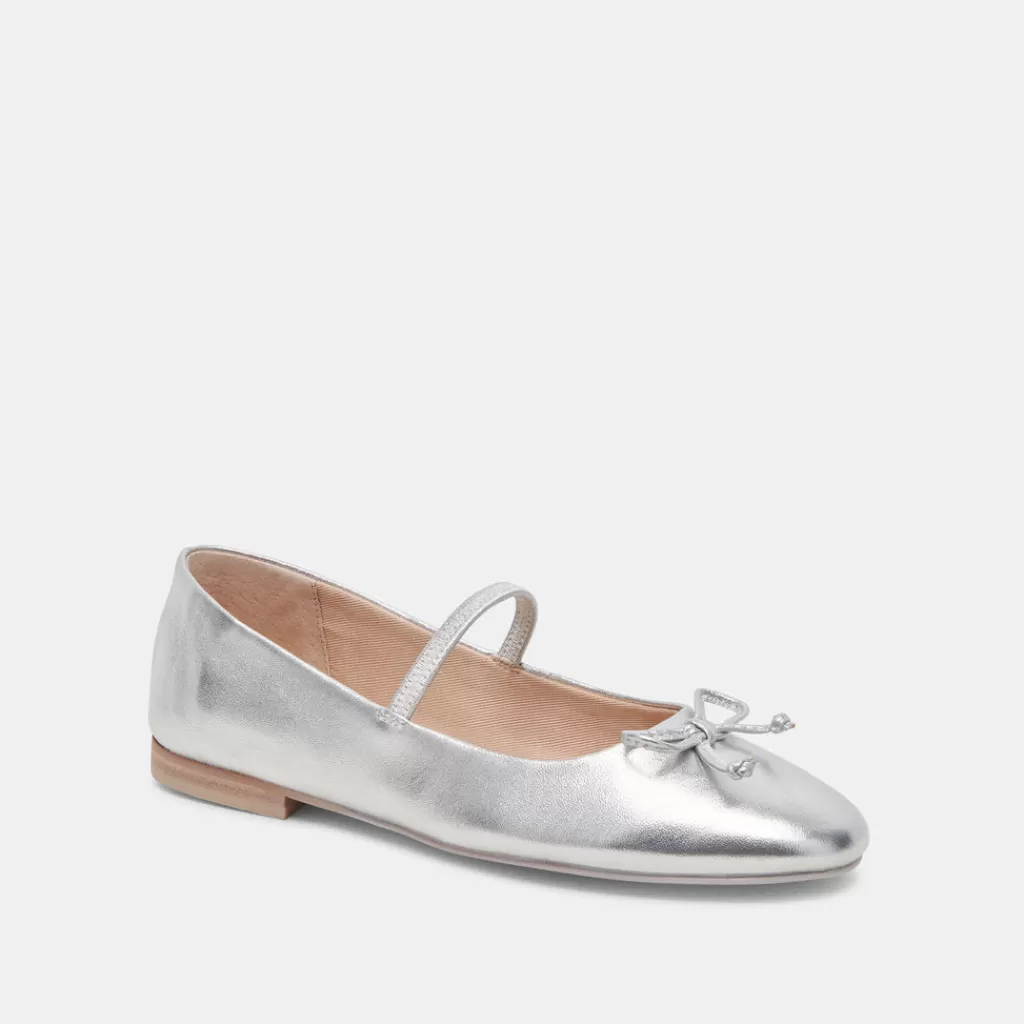 DOLCE VITA Carin Ballet Flats Silver Metallic Leather Cheap