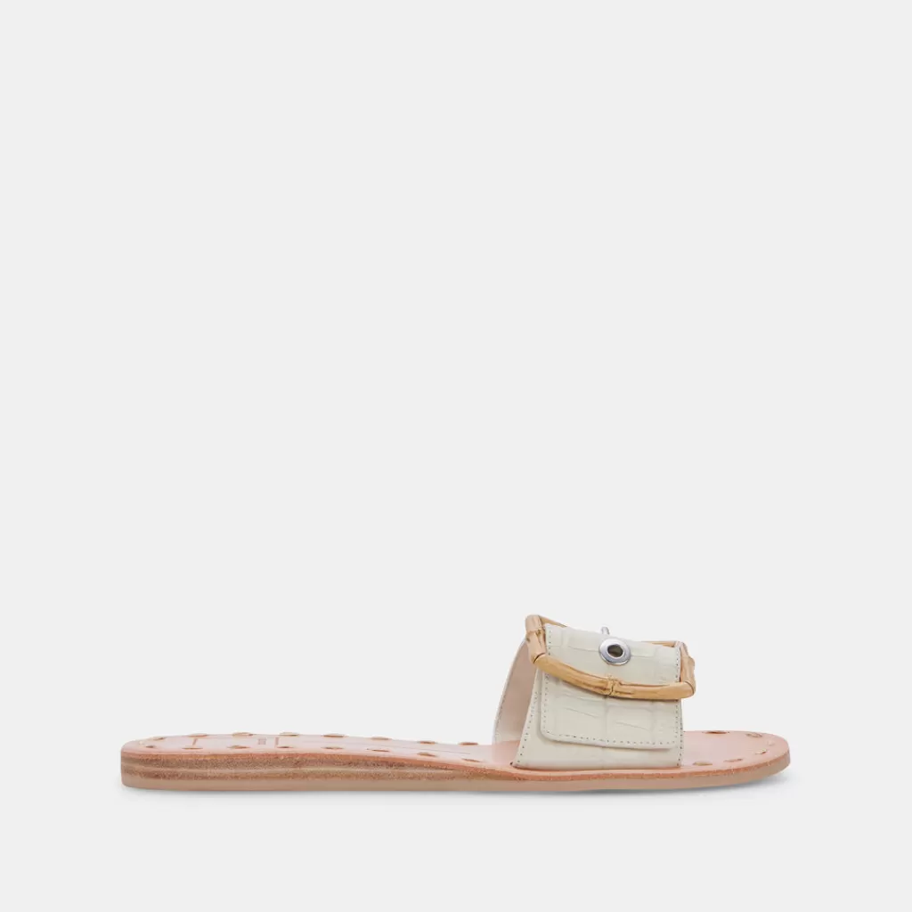 DOLCE VITA Dasa Sandals Eggshell Embossed Leather Hot