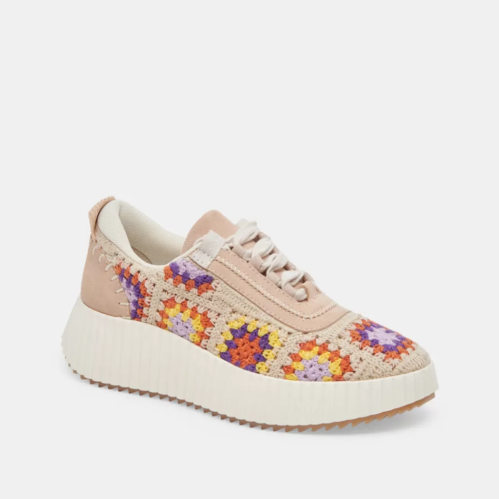 DOLCE VITA Dolen Crochet Sneakers Purple Floral Crochet Clearance