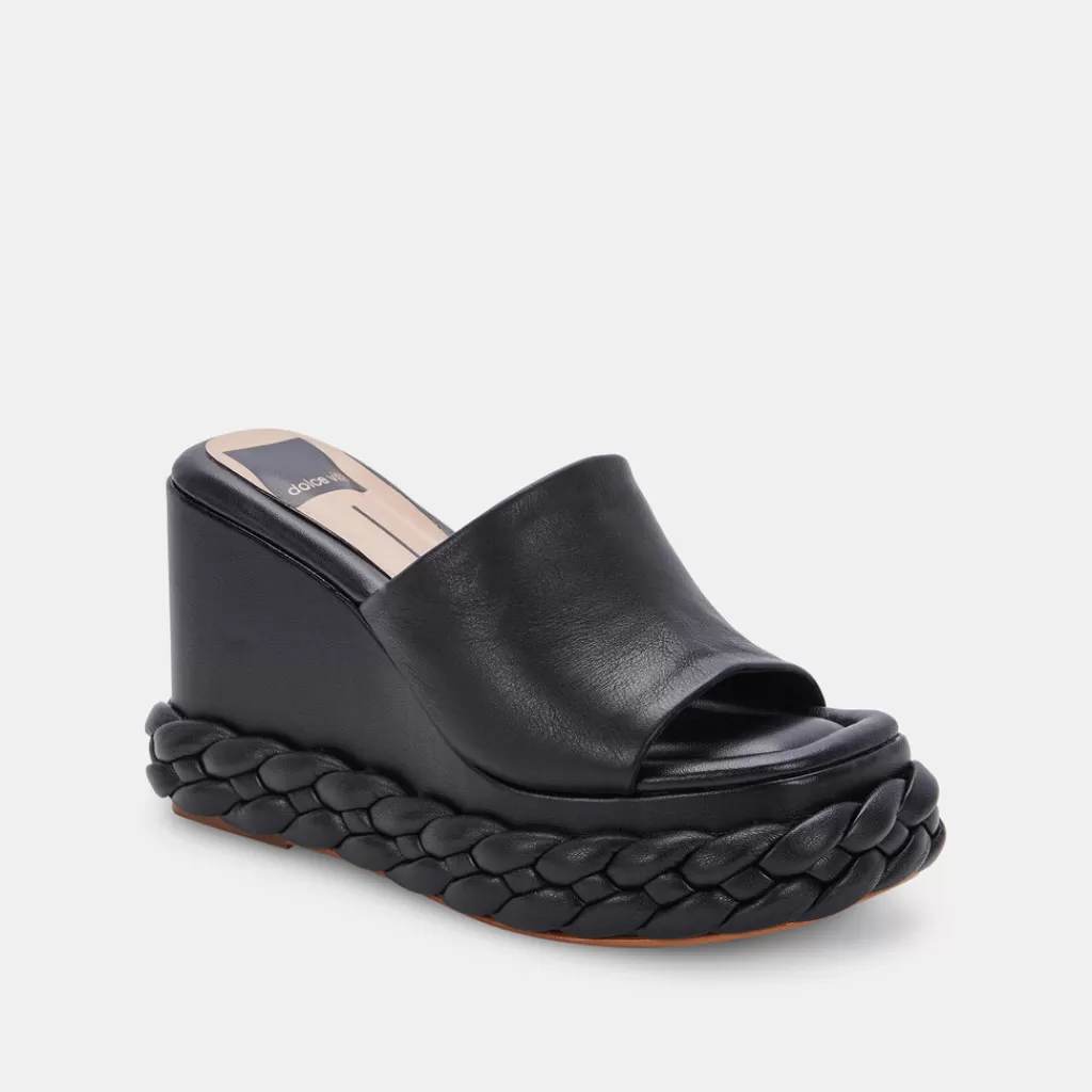 DOLCE VITA Elene Wedges Black Leather Cheap
