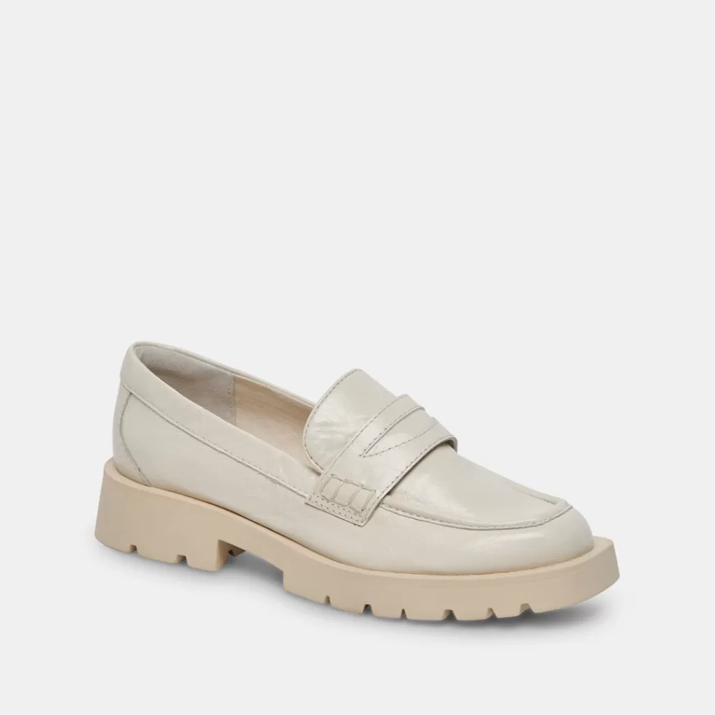 DOLCE VITA Elias Flats Off White Crinkle Patent Fashion