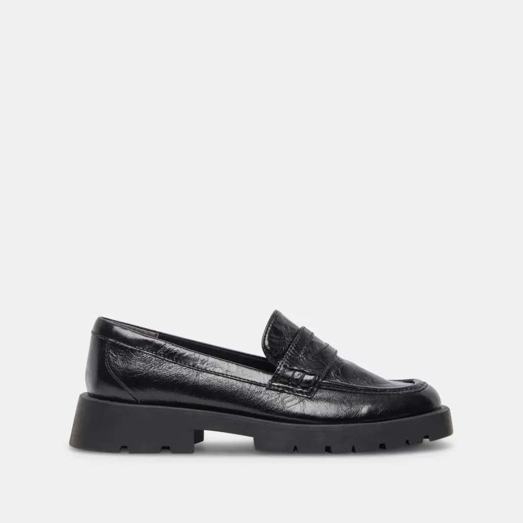 DOLCE VITA Elias Flats Onyx Crinkle Patent Flash Sale