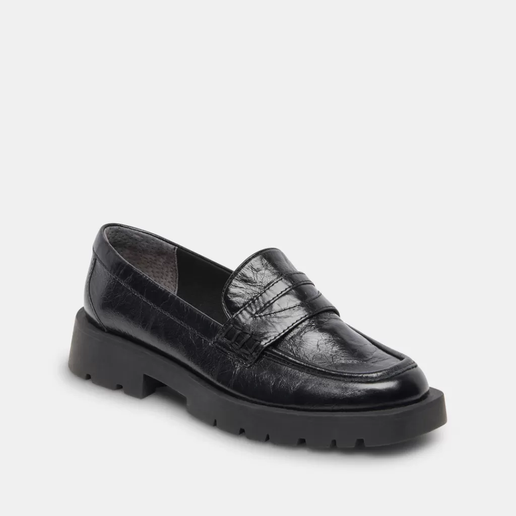 DOLCE VITA Elias Flats Onyx Crinkle Patent Flash Sale