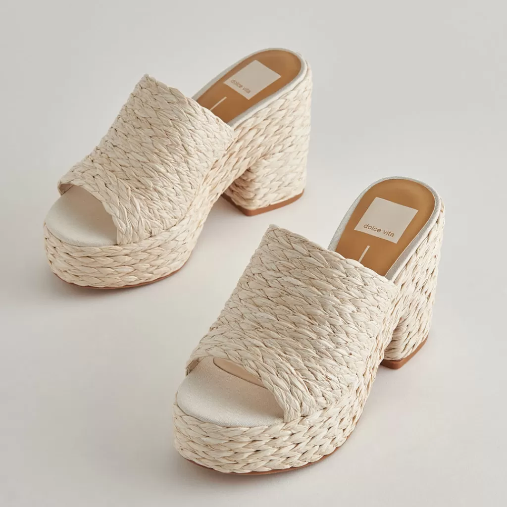 DOLCE VITA Elora Heels Off White Raffia Clearance
