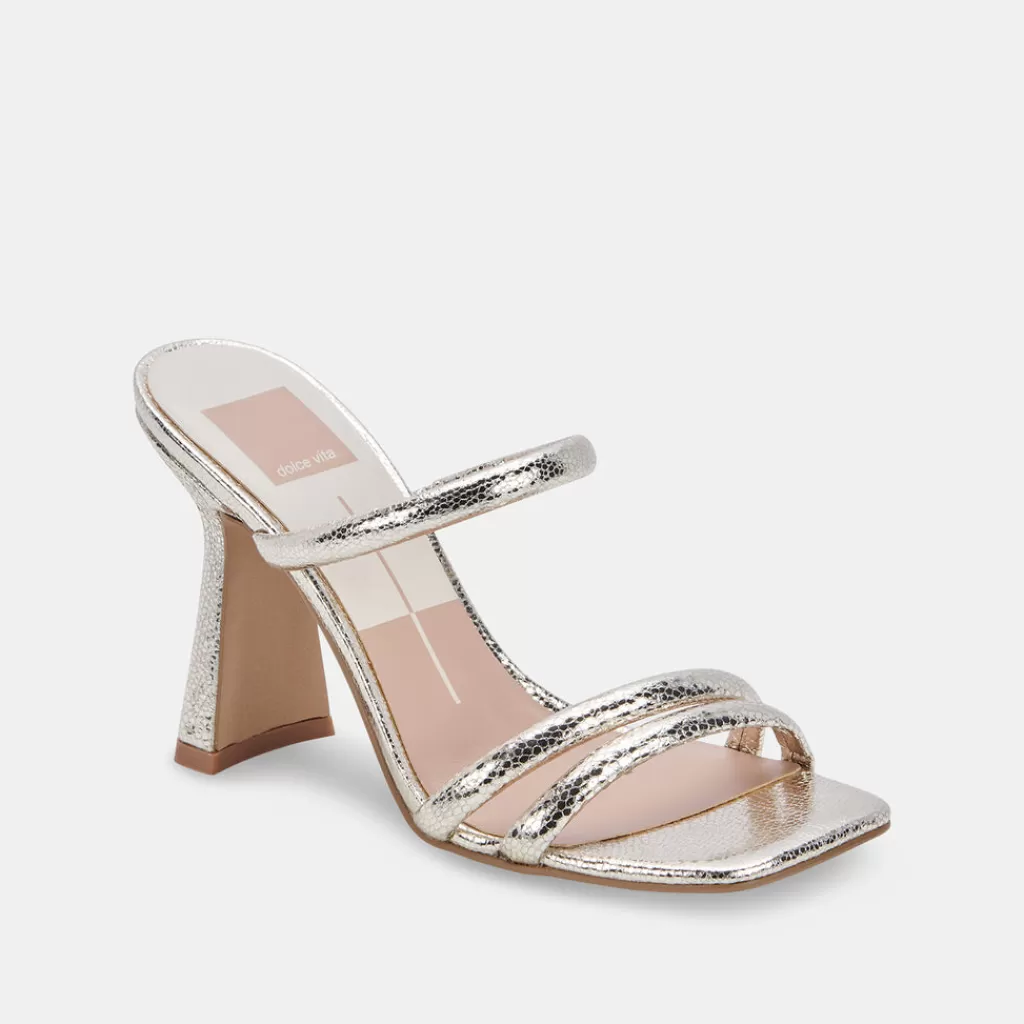 DOLCE VITA Fort Heels Light Gold Crackled Stella Clearance