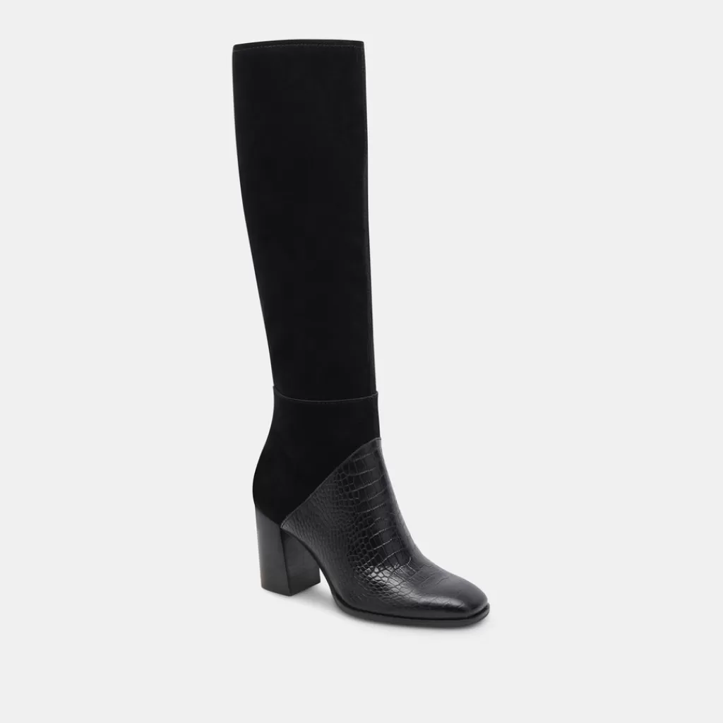 DOLCE VITA Fynn Boots Black Multi Embossed Leather Fashion