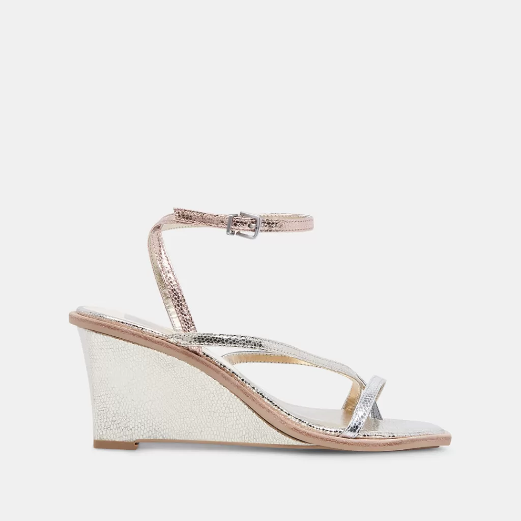 DOLCE VITA Gemini Wedges Metallic Multi Crackled Stella New