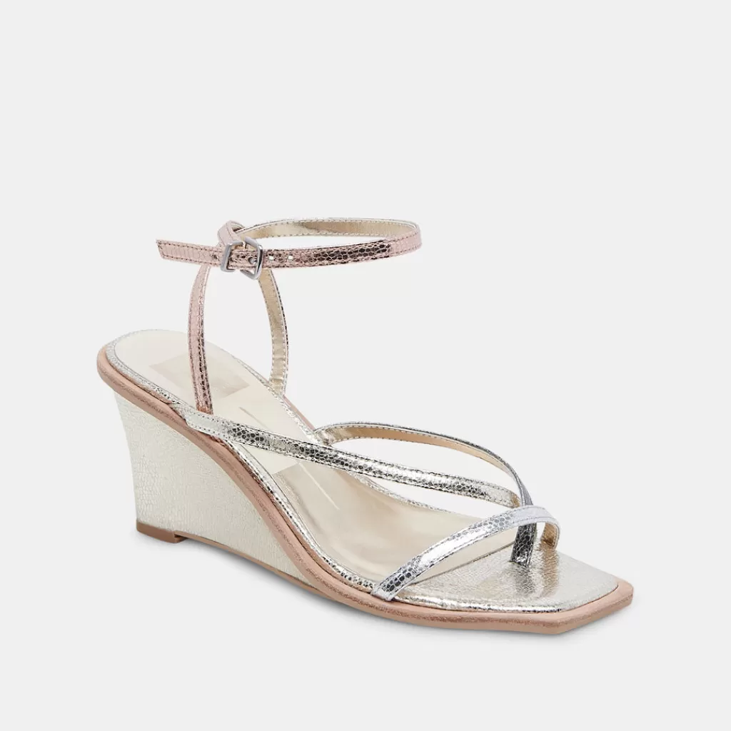 DOLCE VITA Gemini Wedges Metallic Multi Crackled Stella New