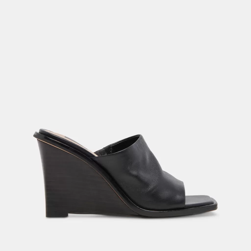 DOLCE VITA Gilded Wedges Black Leather Shop