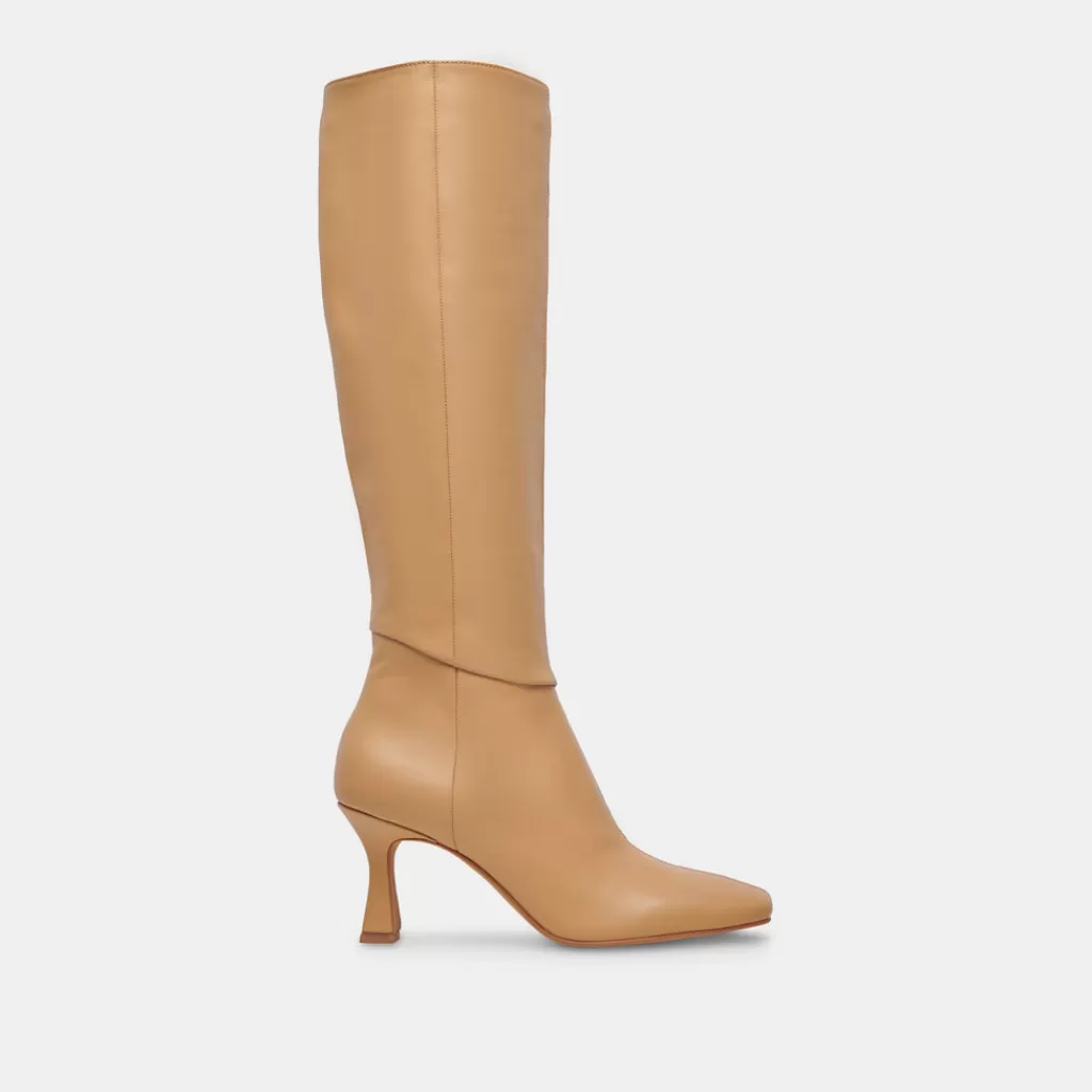 DOLCE VITA Gyra Wide Calf Boots Tan Leather Clearance