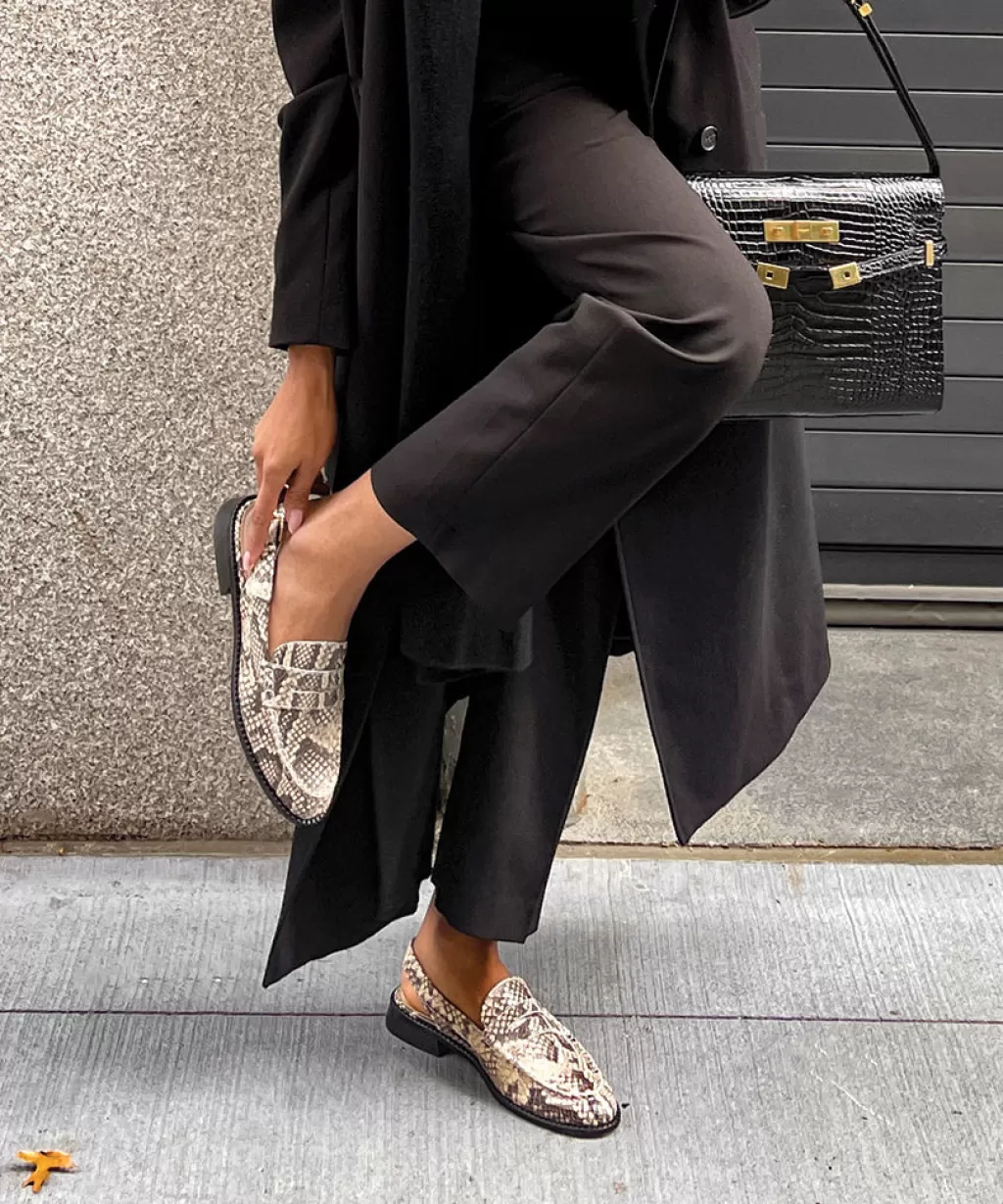 DOLCE VITA Hardi Loafers Black White Embossed Snake Shop