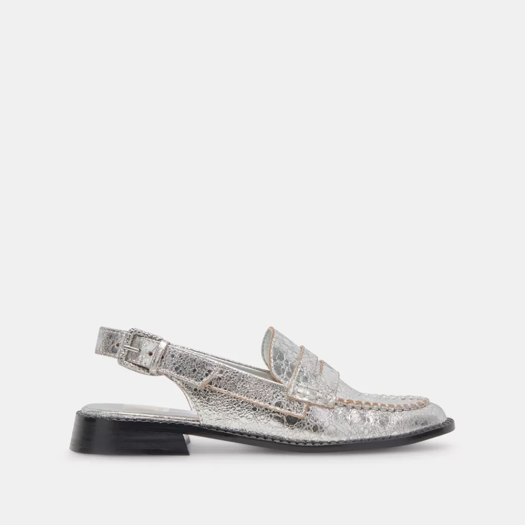 DOLCE VITA Hardi Loafers Silver Crackled Leather Cheap
