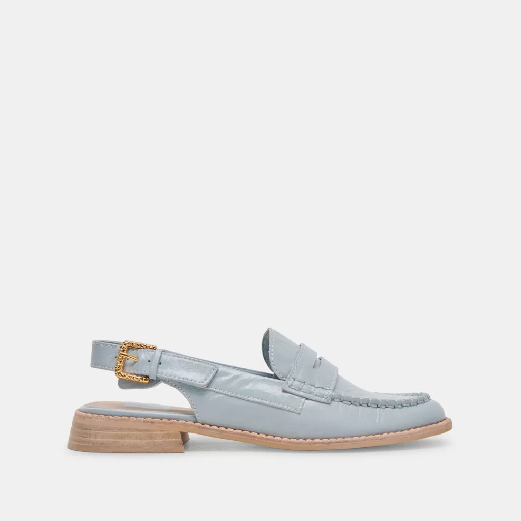 DOLCE VITA Hardi Loafers Sky Blue Crinkle Patent Flash Sale