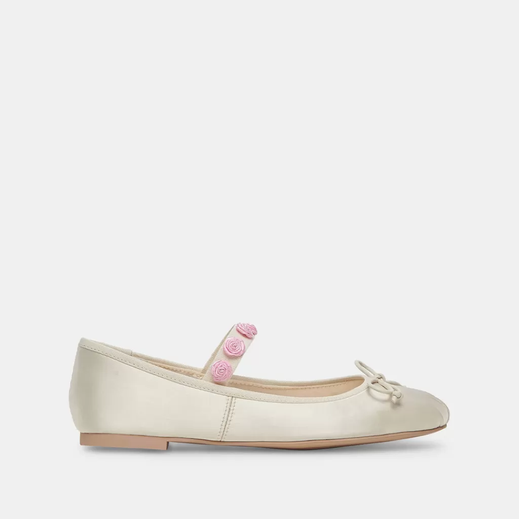 DOLCE VITA Lilly Ballet Flats Ivory Multi Satin Flash Sale
