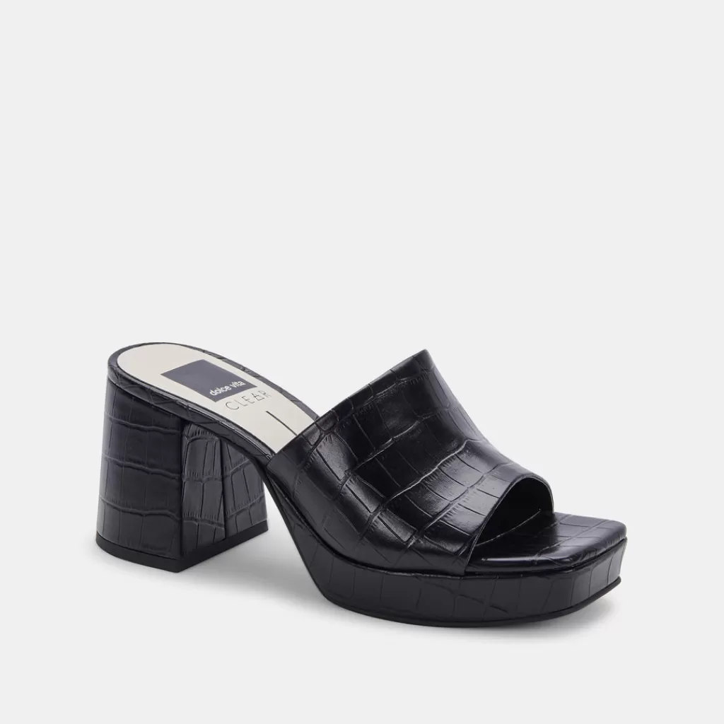 DOLCE VITA Marsha Heels Noir Embossed Stella Fashion