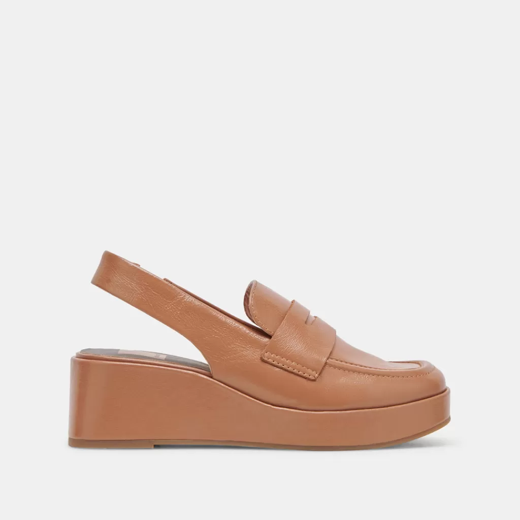 DOLCE VITA Nada Loafers Brown Crinkle Patent Fashion