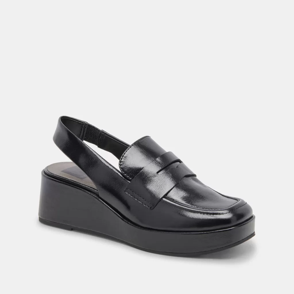 DOLCE VITA Nada Loafers Midnight Crinkle Patent New