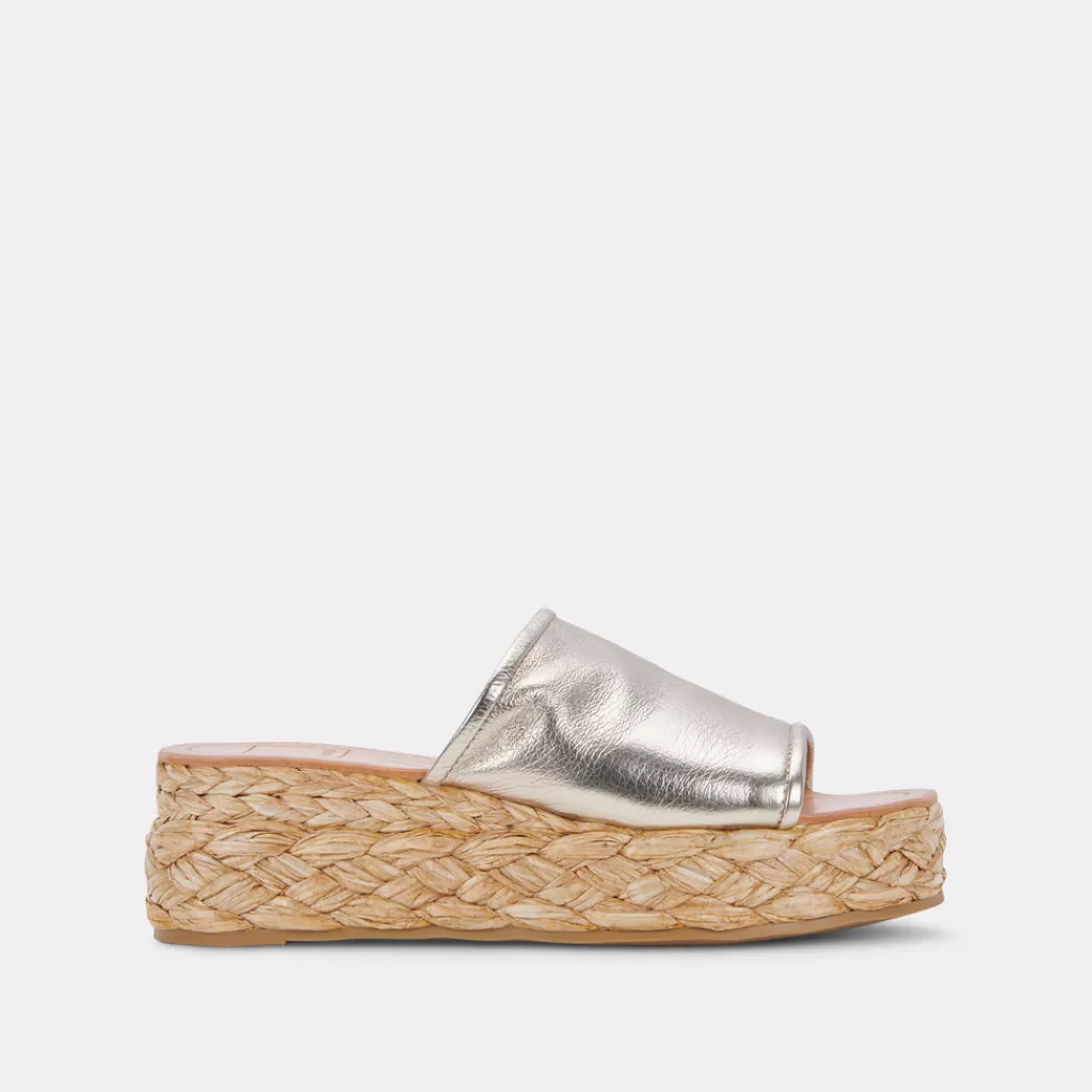 DOLCE VITA Pablos Sandals Light Gold Metallic Leather Outlet