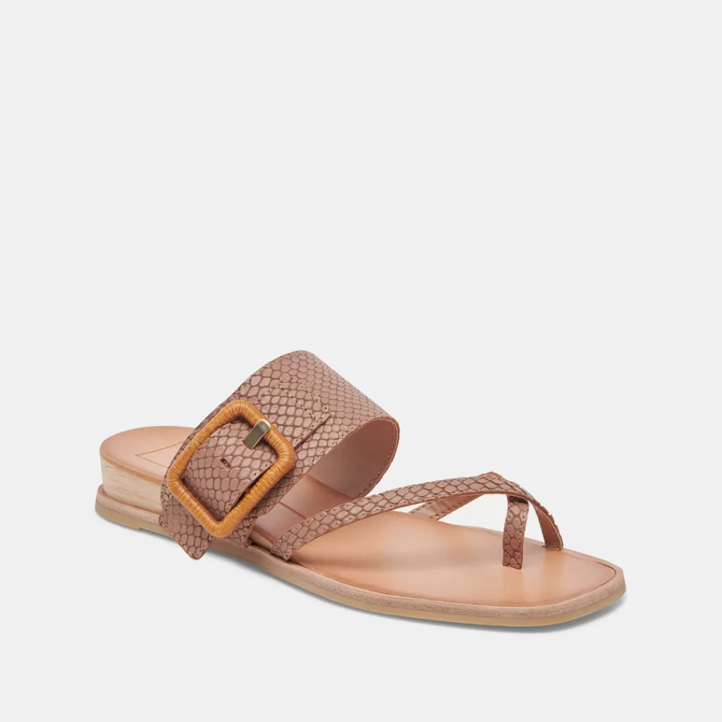 DOLCE VITA Perris Sandals Cafe Embossed Leather Best Sale