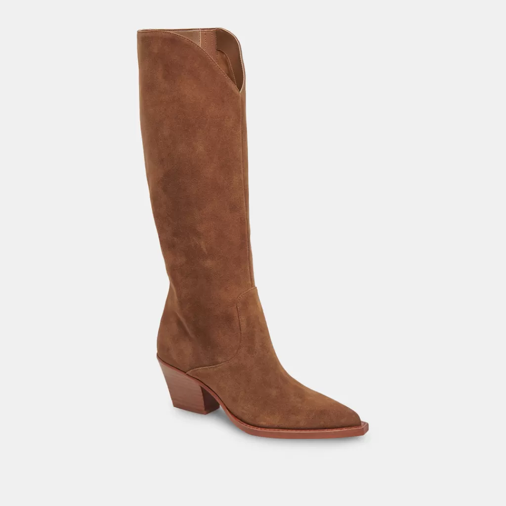 DOLCE VITA Raj Wide Calf Boots Brown Suede Cheap