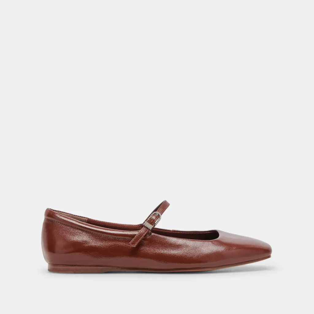 DOLCE VITA Reyes Ballet Flats Brown Crinkle Patent Shop