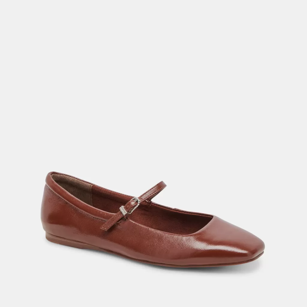 DOLCE VITA Reyes Ballet Flats Brown Crinkle Patent Shop