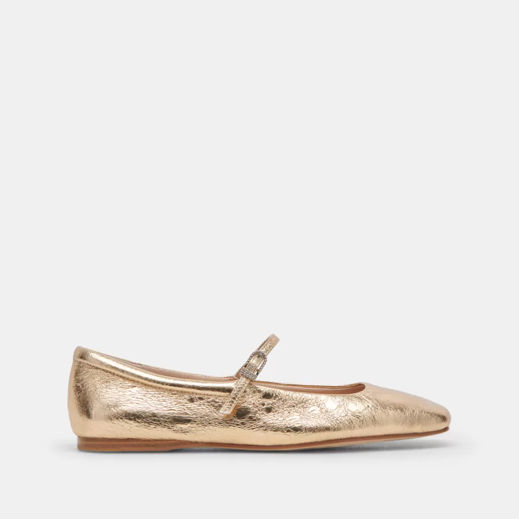 DOLCE VITA Reyes Ballet Flats Gold Distressed Leather Best Sale