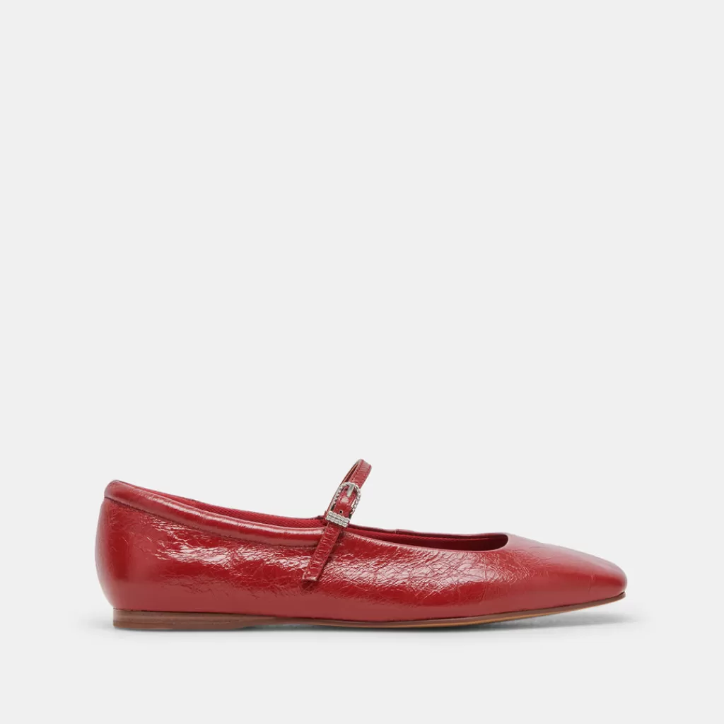 DOLCE VITA Reyes Ballet Flats Red Crinkle Patent Online