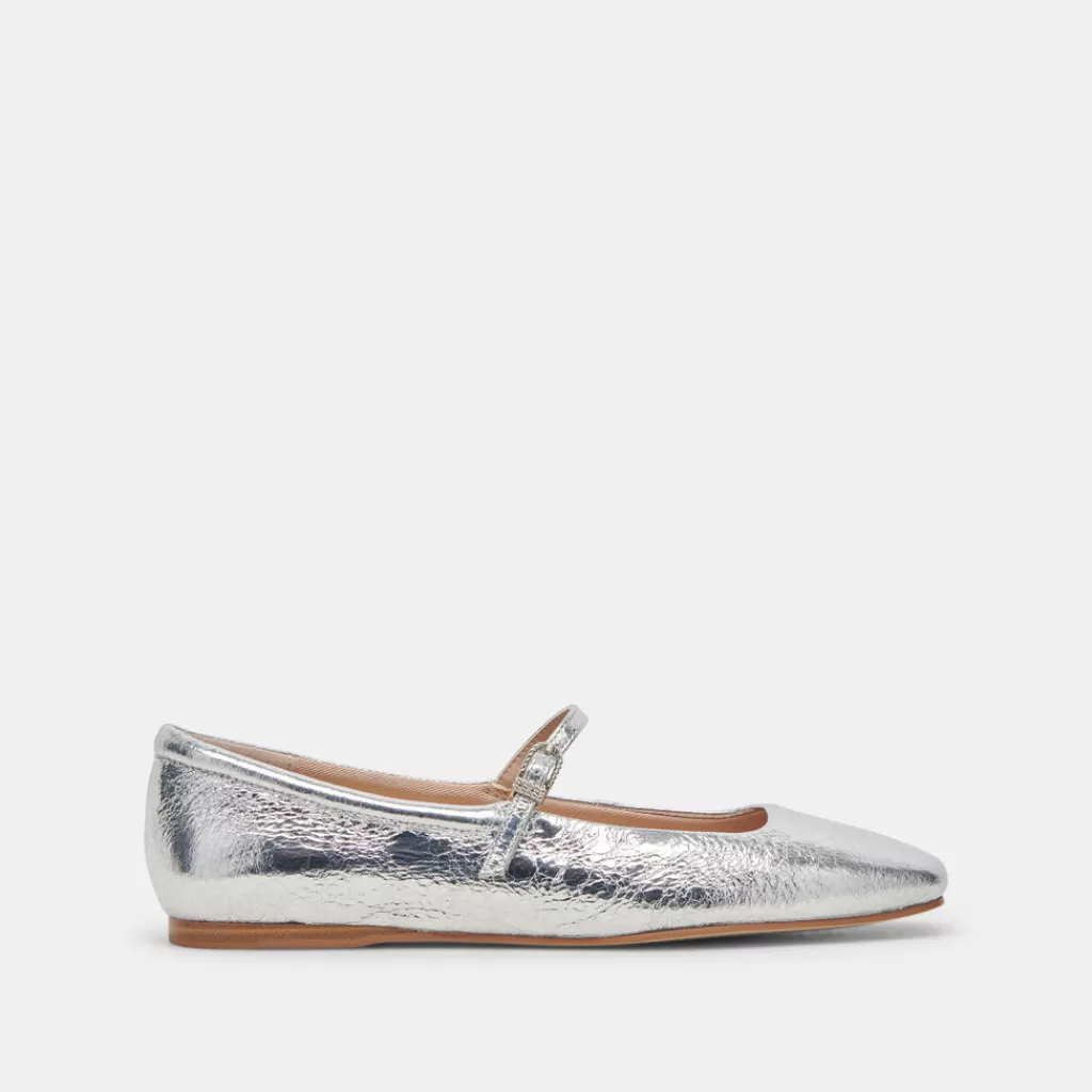 DOLCE VITA Reyes Ballet Flats Silver Distressed Leather Cheap