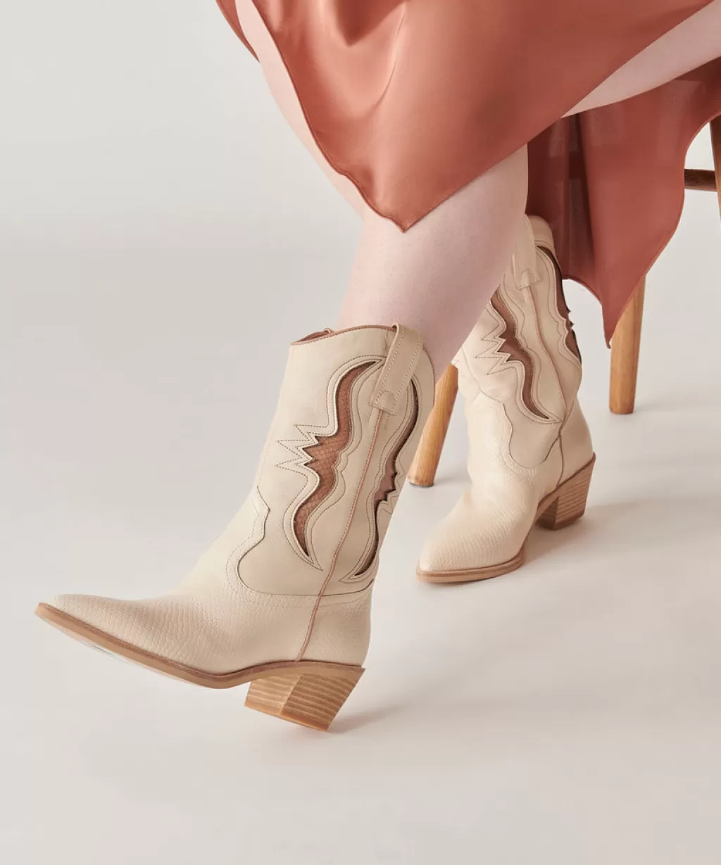 DOLCE VITA Suzzy Boots Sand Embossed Leather Discount