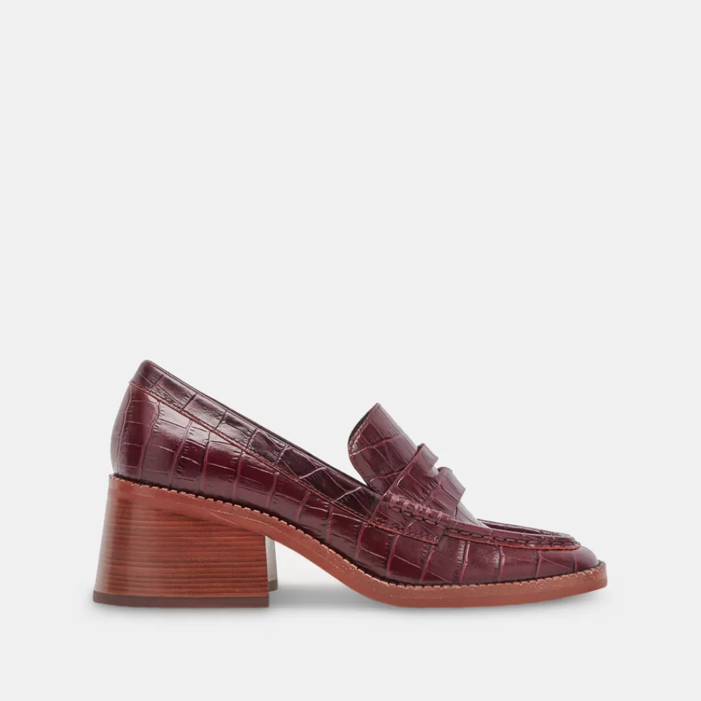 DOLCE VITA Talie Loafers Cabernet Embossed Leather Flash Sale