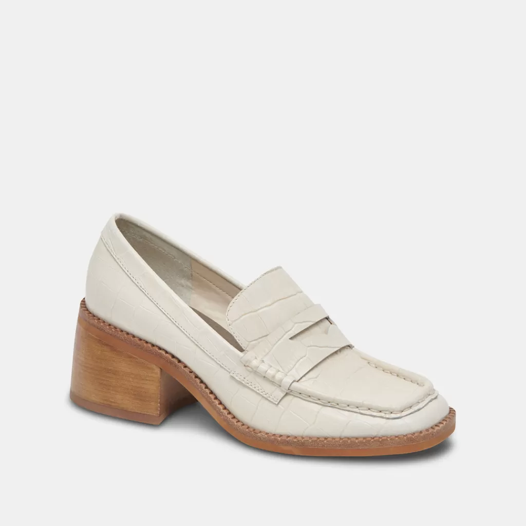 DOLCE VITA Talie Loafers Ivory Embossed Leather Best