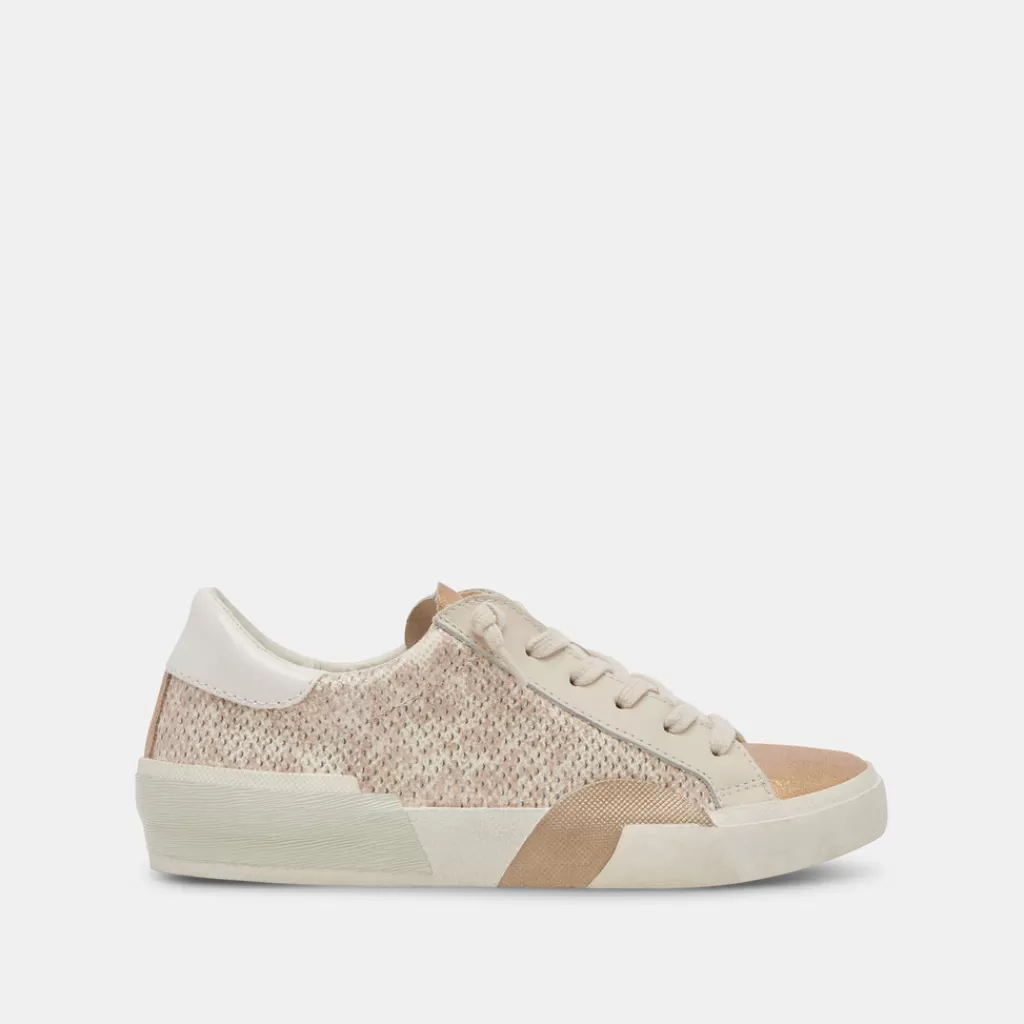 DOLCE VITA Zina Sneakers Sand Embossed Leather New