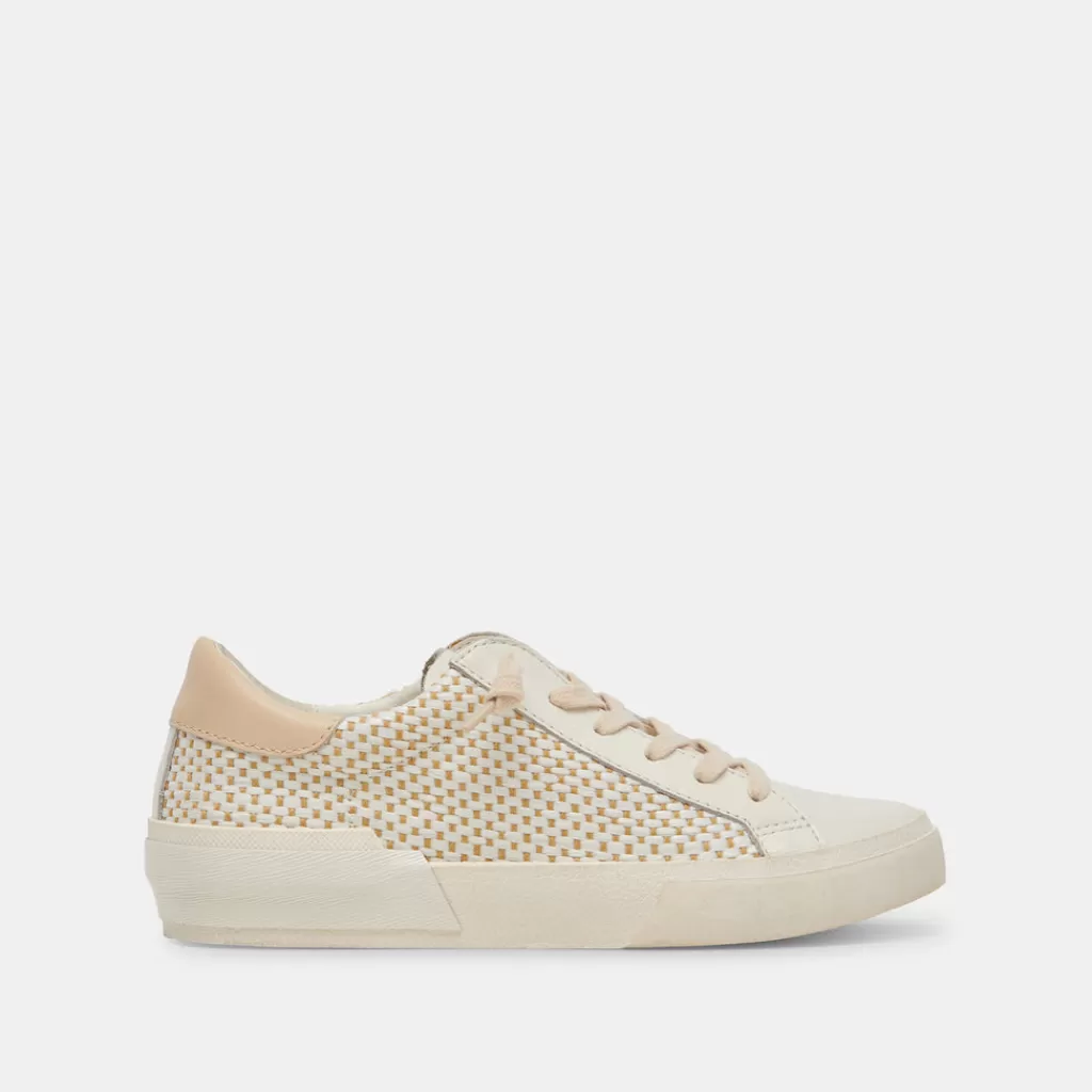 DOLCE VITA Zina Sneakers Tan Cream Raffia New