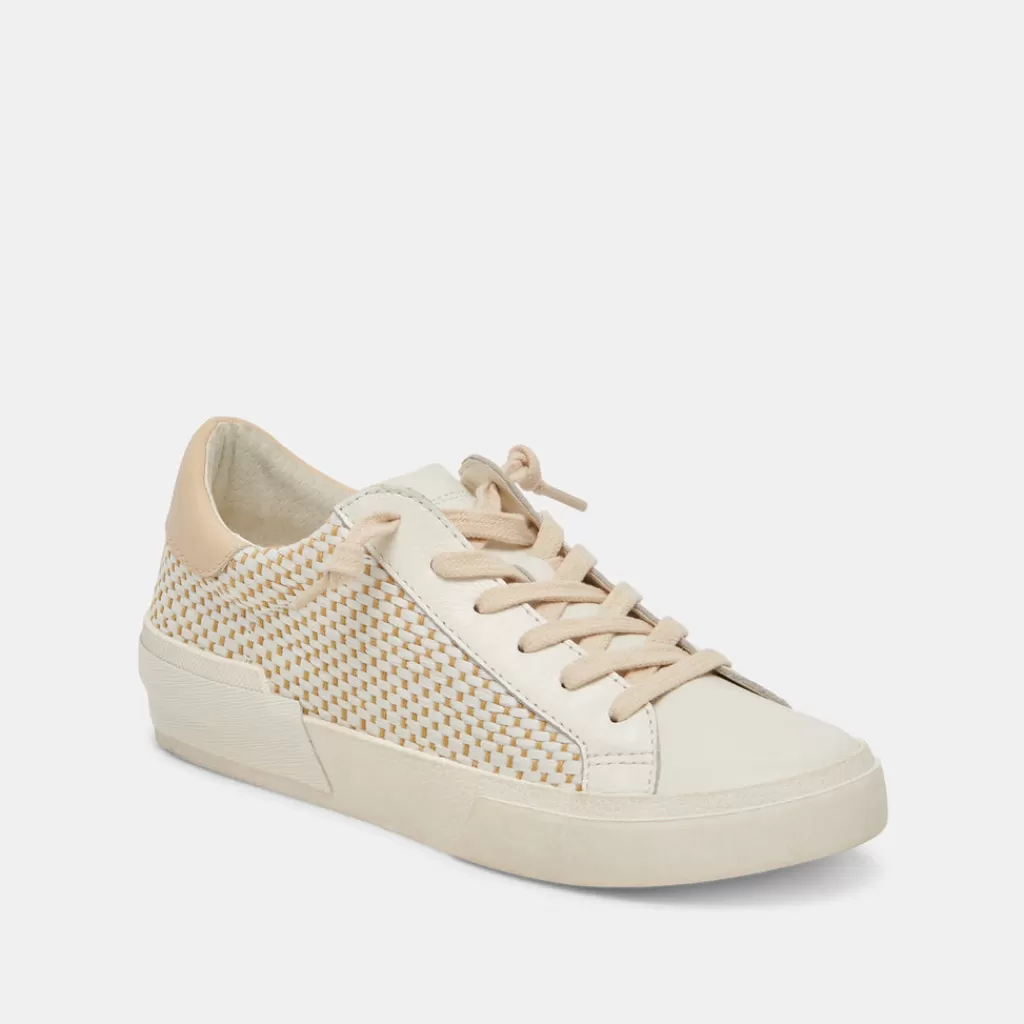 DOLCE VITA Zina Sneakers Tan Cream Raffia New