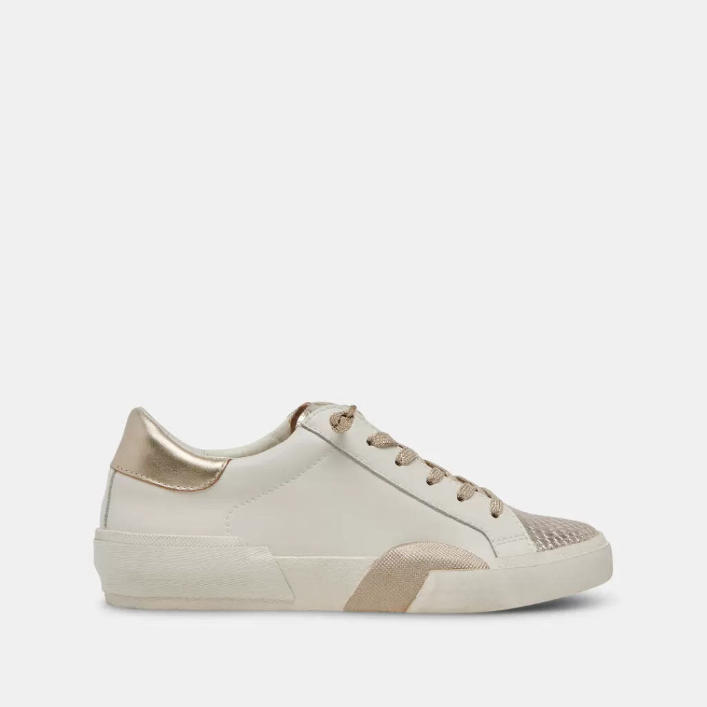 DOLCE VITA Zina Sneakers White Gold Leather Outlet