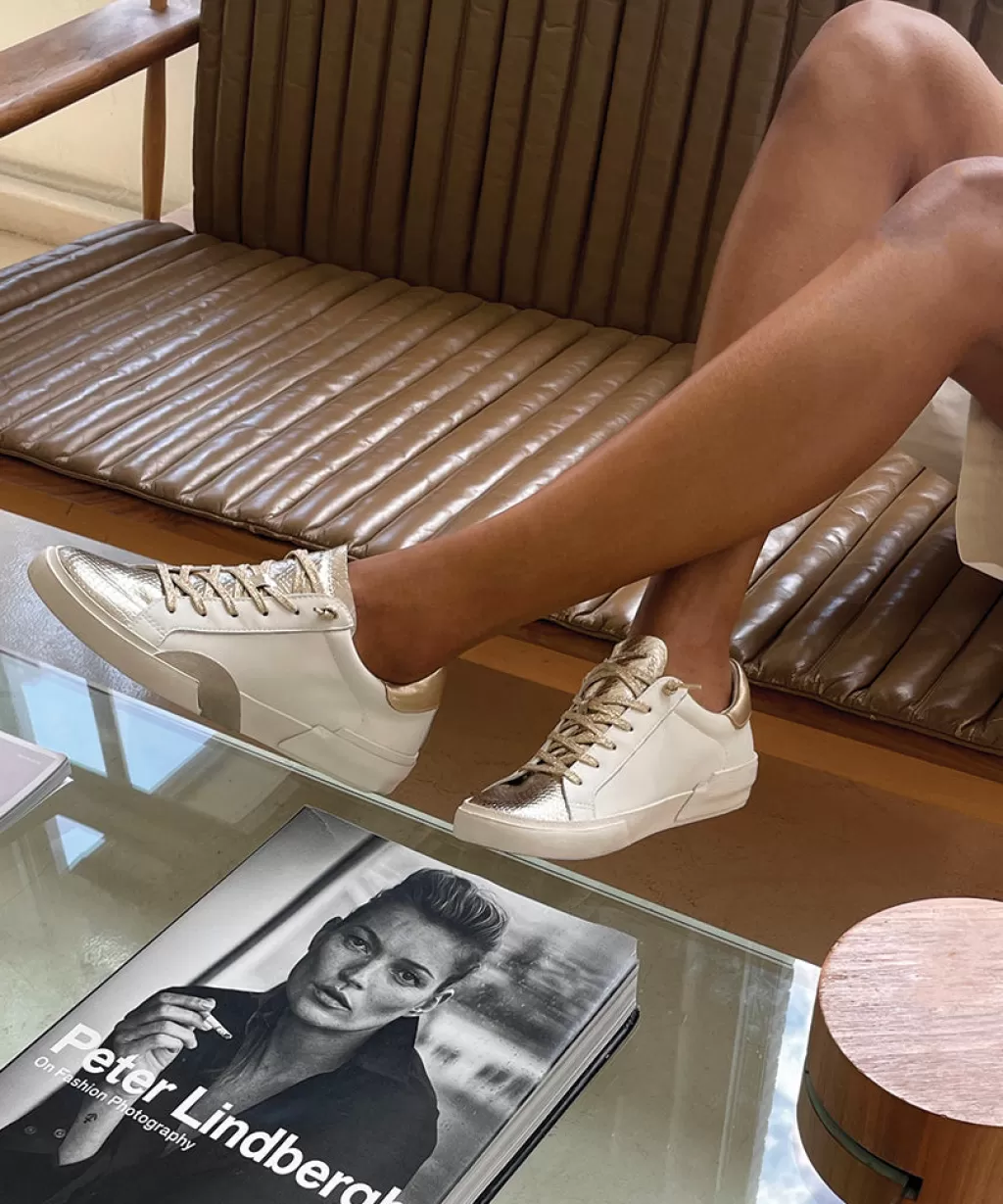 DOLCE VITA Zina Sneakers White Gold Leather Outlet