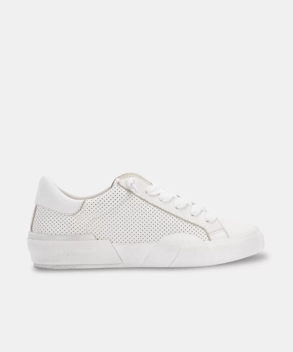 DOLCE VITA Zina Sneakers White Perforated Leather Clearance