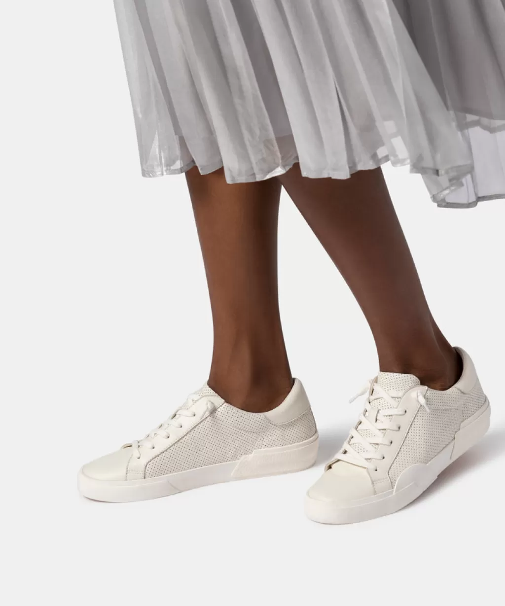 DOLCE VITA Zina Sneakers White Perforated Leather Clearance