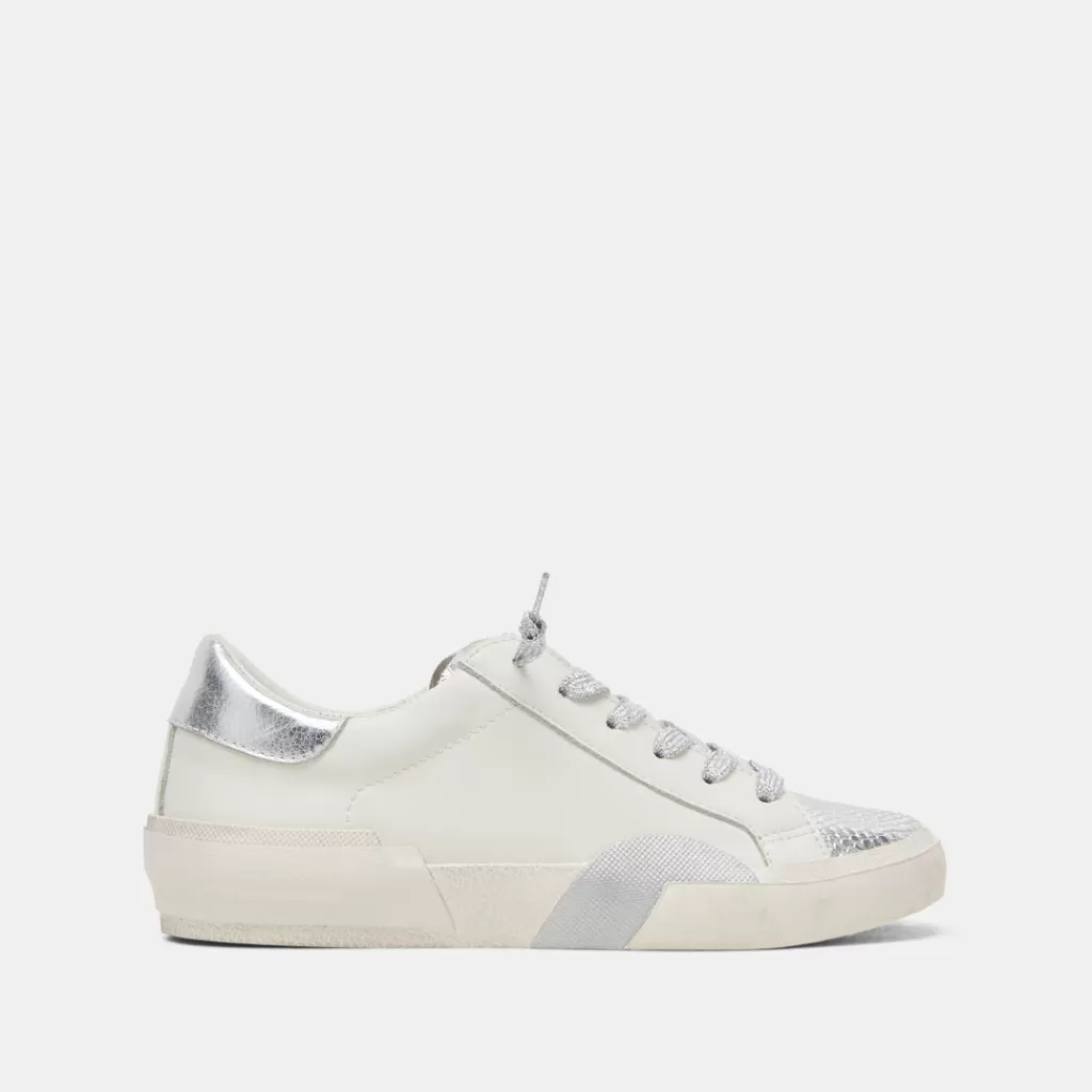 DOLCE VITA Zina Sneakers White Silver Leather Discount