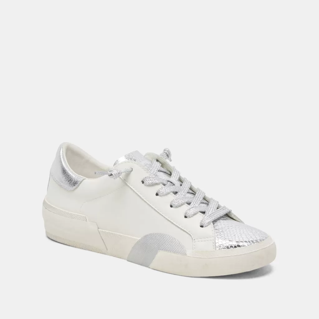 DOLCE VITA Zina Sneakers White Silver Leather Discount
